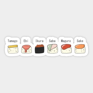 Different types of Sushi Illustration Sticker